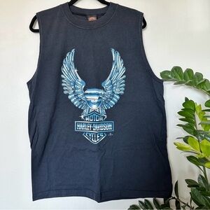 Harley-Davidson Charcoal Tank with Blue Winged Emblem